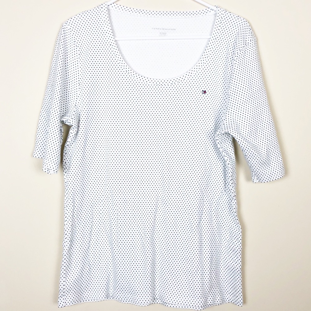 Tommy Hilfiger Scoop Neck Polka Dot 1/2 Sleeve Tee